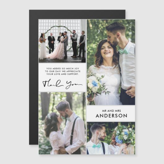 モダンな結婚式フォトコラージュのお礼 (正面/裏面)