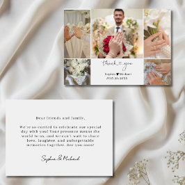 モダンな結婚式フォトコラージュの御礼カード サンキューカード