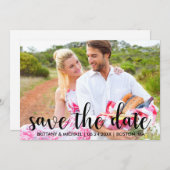 モダンな結婚式延期お知らせ 婚約 カップル写真 招待状 (正面/裏面)