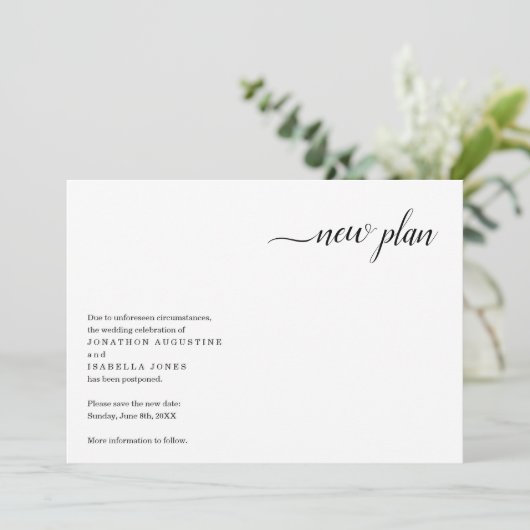 モダンな結婚式延期のお知らせ 招待状 (スタンド正面)