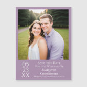 モダンな結婚式延期日案内ラベンダー磁石 (正面)