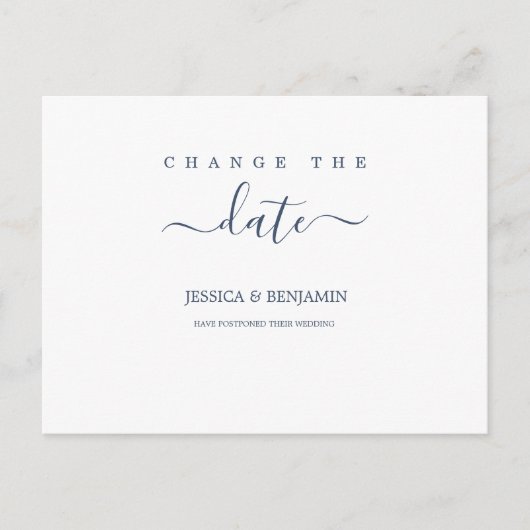 モダンな結婚式延期 日程変更 ポストカード (正面)