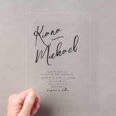モダンな結婚式用デザイン Love Calligraphy Wedding B&W Transpar アクリル招待状 (インサイチュ (ポータブル))