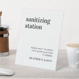 モダンな結婚式用消毒ステーション 台座サイン