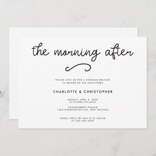モダンな結婚式翌日のブランチ招待状「The Morning After」 招待状 (正面/裏面)