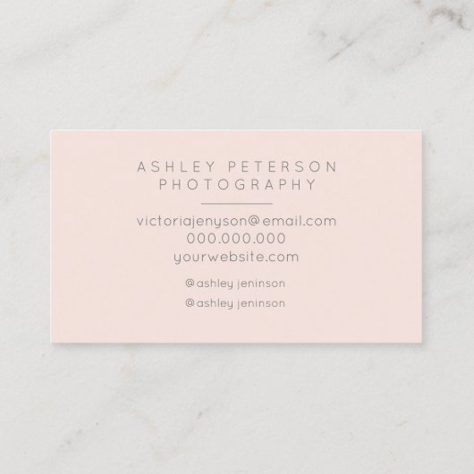 モダンな結婚式3の写真撮影のミニマルな赤面のピンク 名刺 (裏面)