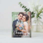 モダンな結婚式 お礼 新婦 新郎 フォト ポストカード (スタンド正面)