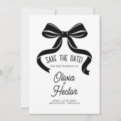 モダンな結婚式 ブラックボウのSave the Date 招待状 (正面)