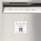 モダンな結婚式 ミニマリスト QRコード Save the Date マグネット (インサイチュ (食洗機))