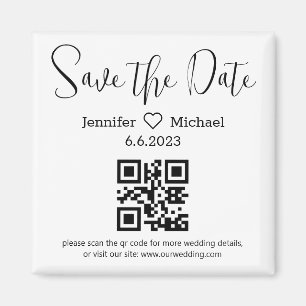 モダンな結婚式 ミニマリスト QRコード Save the Date マグネット