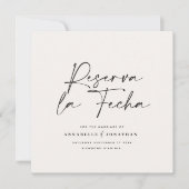 モダンな結婚式 予約日 クリーム ブラック セーブザデート (正面)