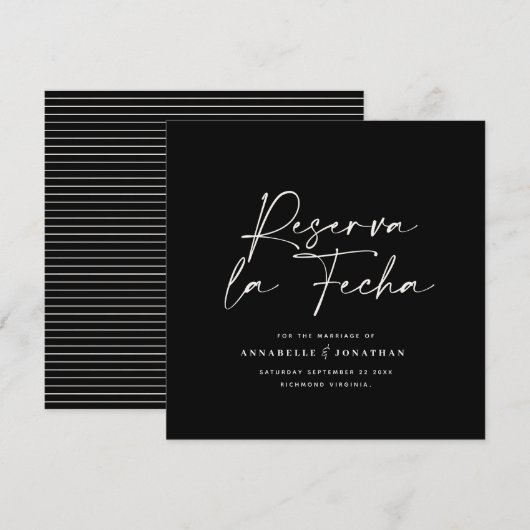 モダンな結婚式 予約日 クリーム 黒 保存 T セーブザデート (正面/裏面)