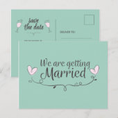 モダンな結婚式 私たち結婚します ドゥードル 案内ポストカード (正面/裏面)