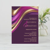 モダンな結婚式 - 紫色のフクシアとゴールド - 招待状 (スタンド正面)