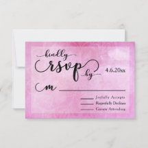 モダンな結婚式RSVP 深いピンクの水彩マンダラデザイン
