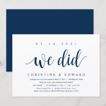 モダンな結婚後の秘密の挙式招待状「We did」