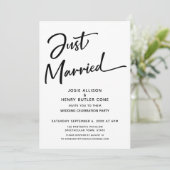 モダンな結婚披露宴のゴールドストライプJust Married 招待状 (スタンド正面)