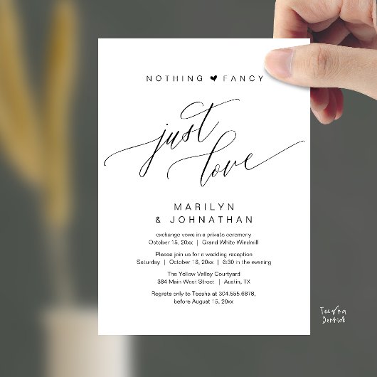 モダンな結婚披露宴 Nothing Fancy Just Love 招待状