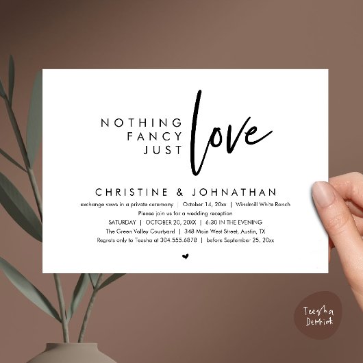 モダンな結婚披露宴 Nothing Fancy, Just Love 招待状