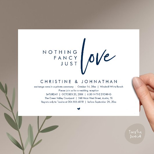 モダンな結婚披露宴 Nothing Fancy, Just Love 招待状