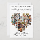 モダンな結婚記念日のハート写真コラージュ 招待状 (正面)