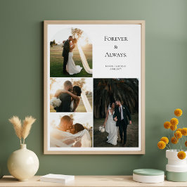 モダンな結婚記念日の夫婦4枚フォトコラージュ ポスター