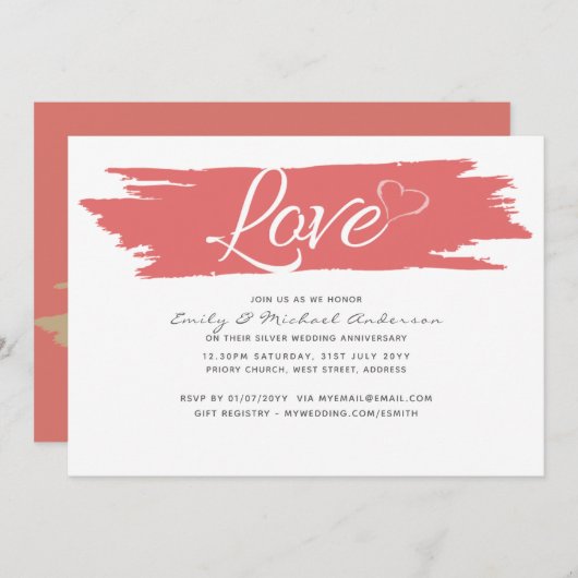 モダンな結婚記念日の招待状 - どんな記念年でも 招待状 (正面/裏面)