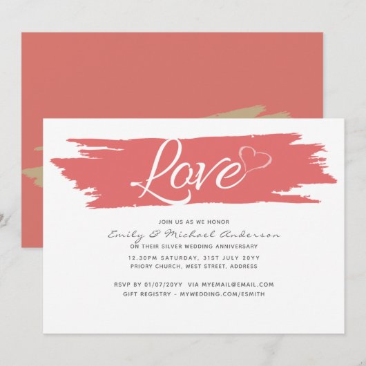 モダンな結婚記念日の招待状 - どんな記念日にも 招待状 (正面/裏面)