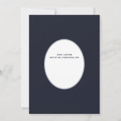 モダンな結婚記念日 フォト ブルー 花輪 招待状 (裏面)