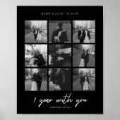 モダンな結婚1周年ブラック9枚写真ウェディング ポスター (正面)
