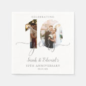 モダンな結婚10周年記念2枚の写真入りギフト スタンダードカクテルナプキン (正面)