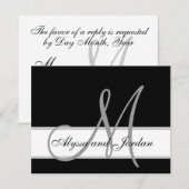 モダンな結婚RSVPカードモノグラムの名前 出欠カード (正面/裏面)