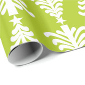 モダンな緑およびホワイトクリスマスの木パターン ラッピングペーパー (ロールコーナー)