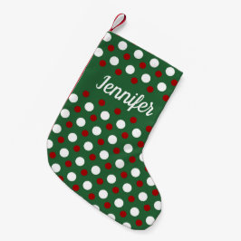 モダンな緑と赤の柄 オリジナルプリント スモールクリスマスストッキング