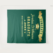 モダンな緑と金の卒業写真用背景 タペストリー (正面(横))