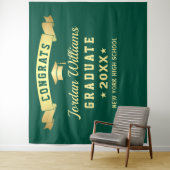 モダンな緑と金の卒業写真用背景 タペストリー (インサイチュ)