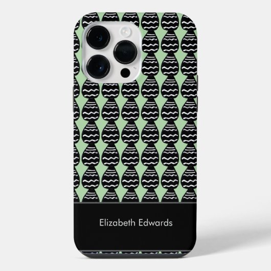 モダンな緑と黒の柄 iPhoneケース (裏面)