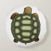 モダンな緑のカメ on 白い丸いクッション ラウンドクッション (裏面)
