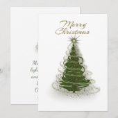 モダンな緑のスパイラルクリスマスツリーのホリデーカード シーズンカード (正面/裏面)