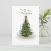 モダンな緑のスパイラルクリスマスツリーのホリデーカード シーズンカード (スタンド正面)