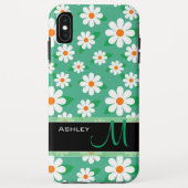 モダンな緑のデイジーの花の花模様のモノグラム Case-Mate iPhoneケース (裏面)