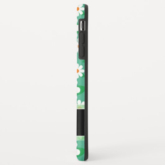 モダンな緑のデイジーの花の花模様のモノグラム Case-Mate iPhoneケース (裏面/左)