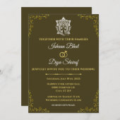 モダンな緑のヒンズー教のガネーシャ・ガンパティ招待カード 招待状 (正面/裏面)