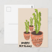 モダンな緑の大きな葉の植物の誕生日カード ポストカード (正面/裏面)