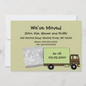 モダンな緑の移動発表の写真カード 案内状 (正面)