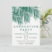 モダンな緑の草木のヤシの木のエレガントな卒業パーティー 招待状 (スタンド正面)