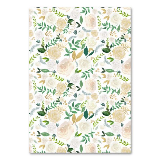 モダンな緑の草木の金ゴールドのアイボリーの花の座席表 テーブルナンバー (裏面)