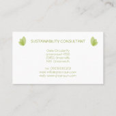 モダンな緑の葉のロゴの持続性のコンサルタント 名刺 (裏面)