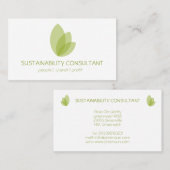 モダンな緑の葉のロゴの持続性のコンサルタント 名刺 (正面/裏面)