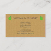 モダンな緑の葉のロゴの持続性のコンサルタント 名刺 (裏面)